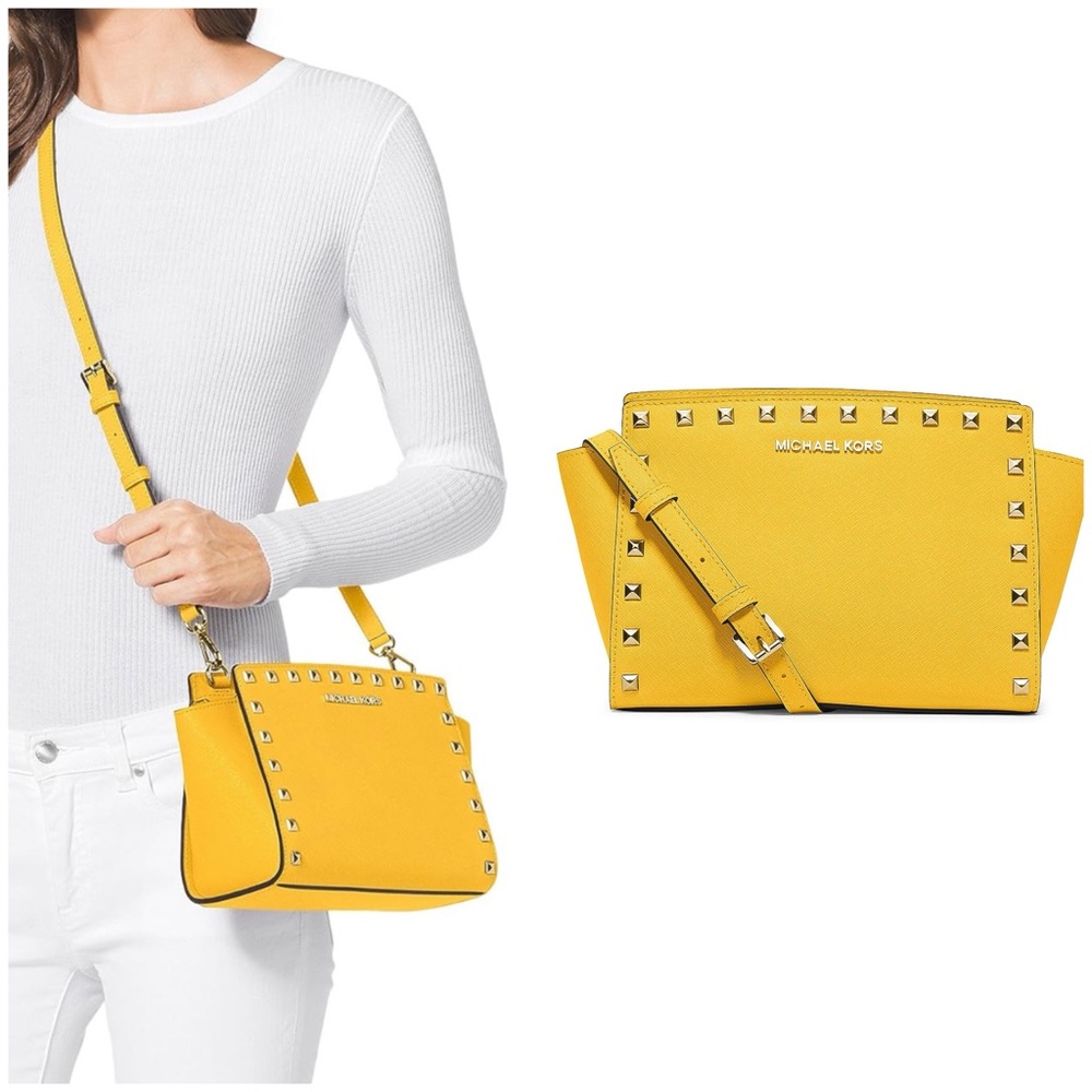 Michael Kors Yellow Crossbody Bag with Studs